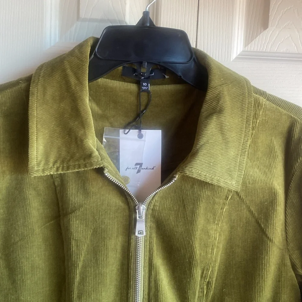 7 For All Mankind NWT Avec Les Filles Zip Up Long Sleeve Corduroy Shirtdress - Picture 9 of 14